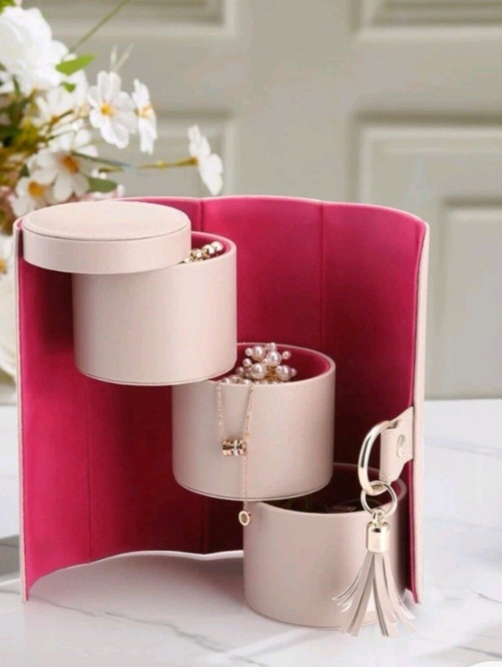 VIando Jewelry Roll Organizer Leather Travel Accessory